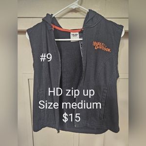 HD no sleeve hooded zip up